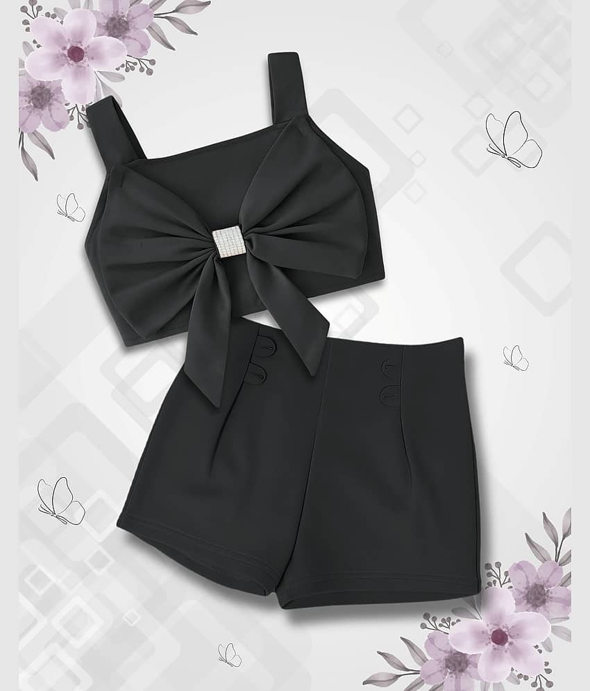 Addyvero Pack of 1 Girls Polyester T-shirt & Shorts ( Black )