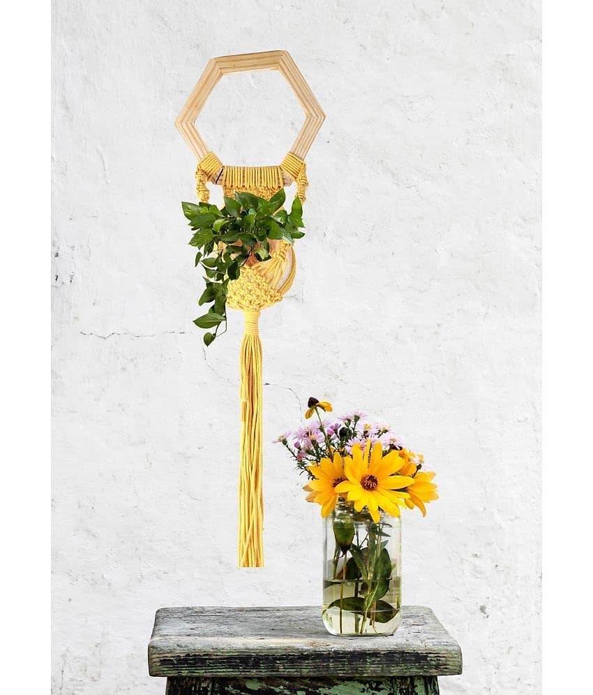 NUEVOSGHAR Handmade Door Hanging 2 ft Yellow ( Pack of 1 )