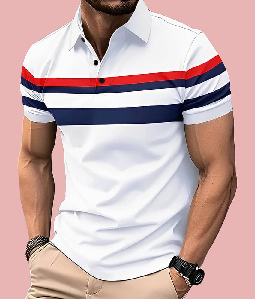 AUSK Men Cotton Blend Regular Fit Printed Polo T Shirt ( Peach )