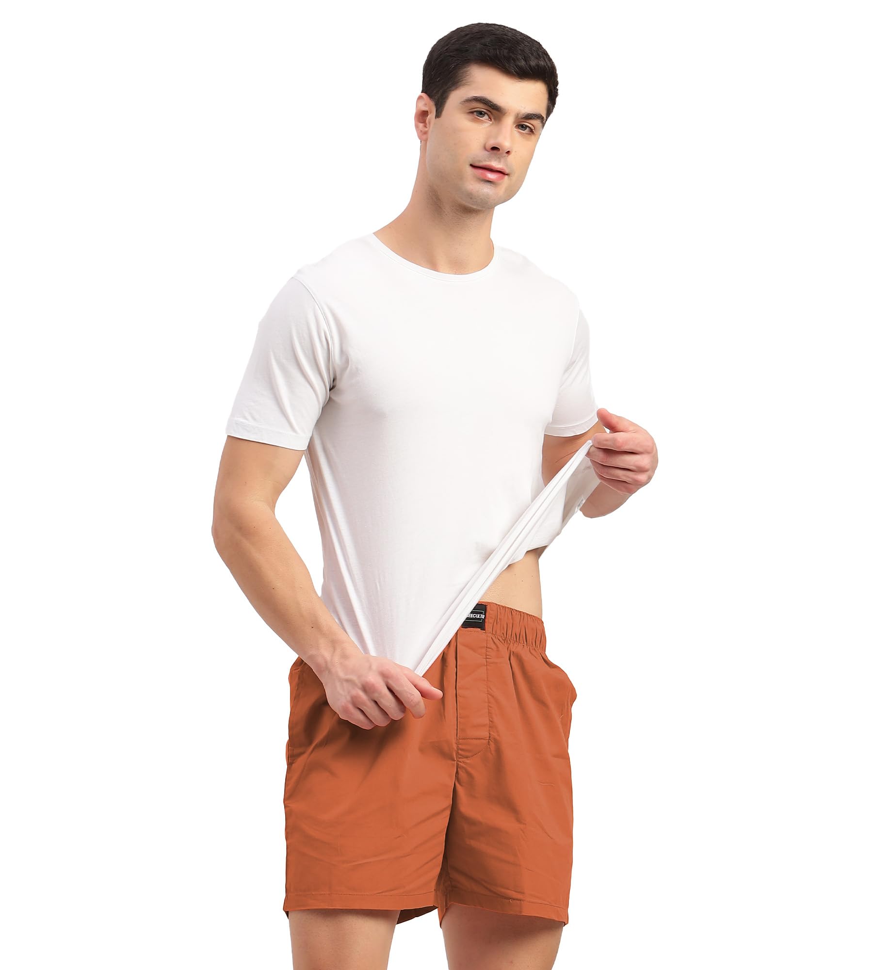 Freecultr Regular Fit Ultralight All Day Boxer Shorts for Men | 100% Cotton Fabric, Dual Deep Side Pocket, Microfibre Waistband  Pack of 1-Orange