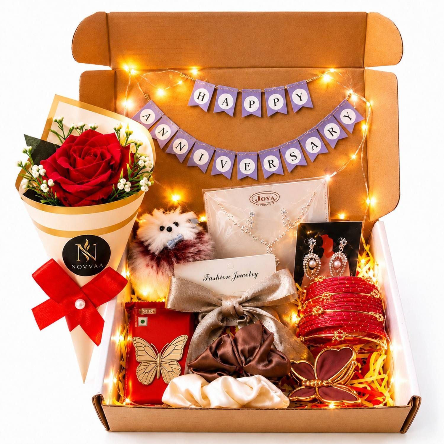 NOVVAA Artificial Flower, Flower Bouquet, Gift Box, Gre...