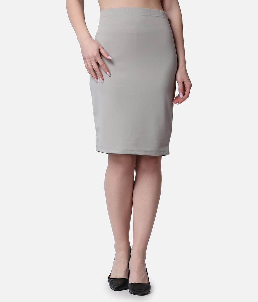 POPWINGS Grey Polyester Women's A-Line Skirt ( Pack of 1 )