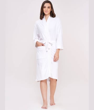 Poorak White Free Size Bathrobe ( Pack of 1 )