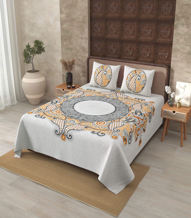 Celestial Mandala Print Cotton Bedsheet