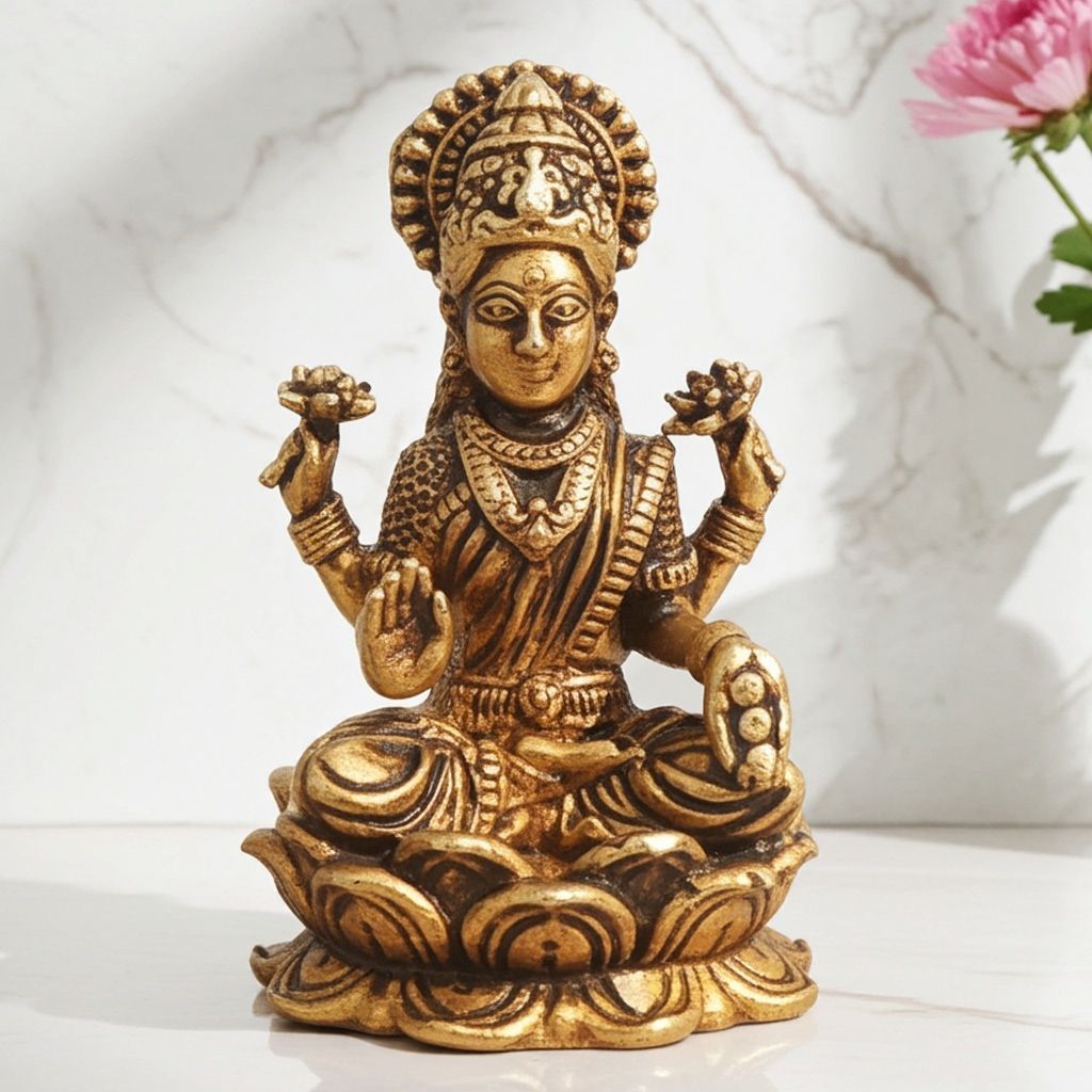 Brass Showpiece Laxmi Ji God Idol Statue, Made From Machine (BSMAS1686 L)
