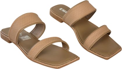 ELITE Women's Casual Sandals | Synthetic | Cross Strap Design | Open Toe | Brown 1-inch Heel