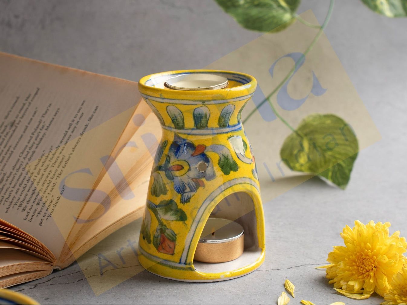 Srjana Handcrafted Blue Pottery Oil Burner 1pc