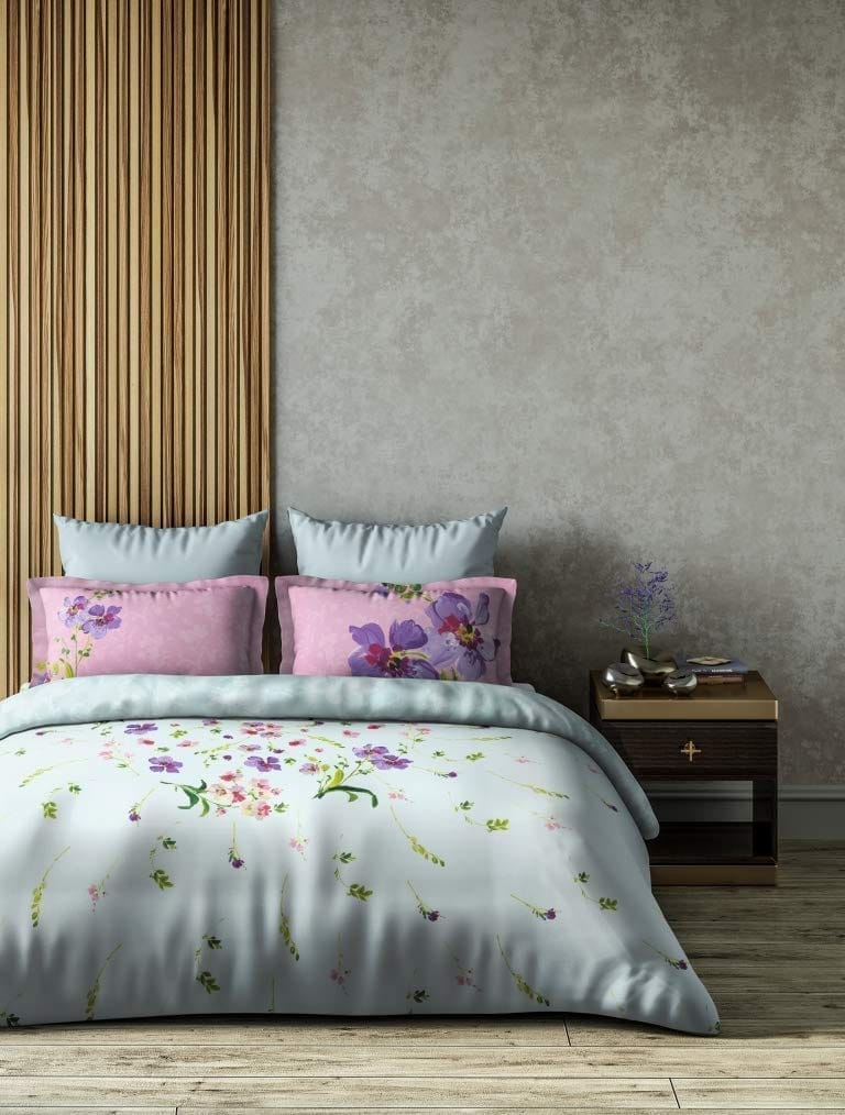 DDECOR - Classic Collection 100% Cotton Floral Pattern 180TC King Quilt |229 CM X 274 CM| - Blue