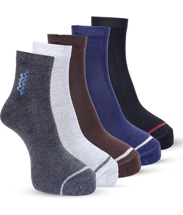 Texfro Pack of 5 Men's 100% Organic Cotton Ankle Length Socks ( Multicolor )