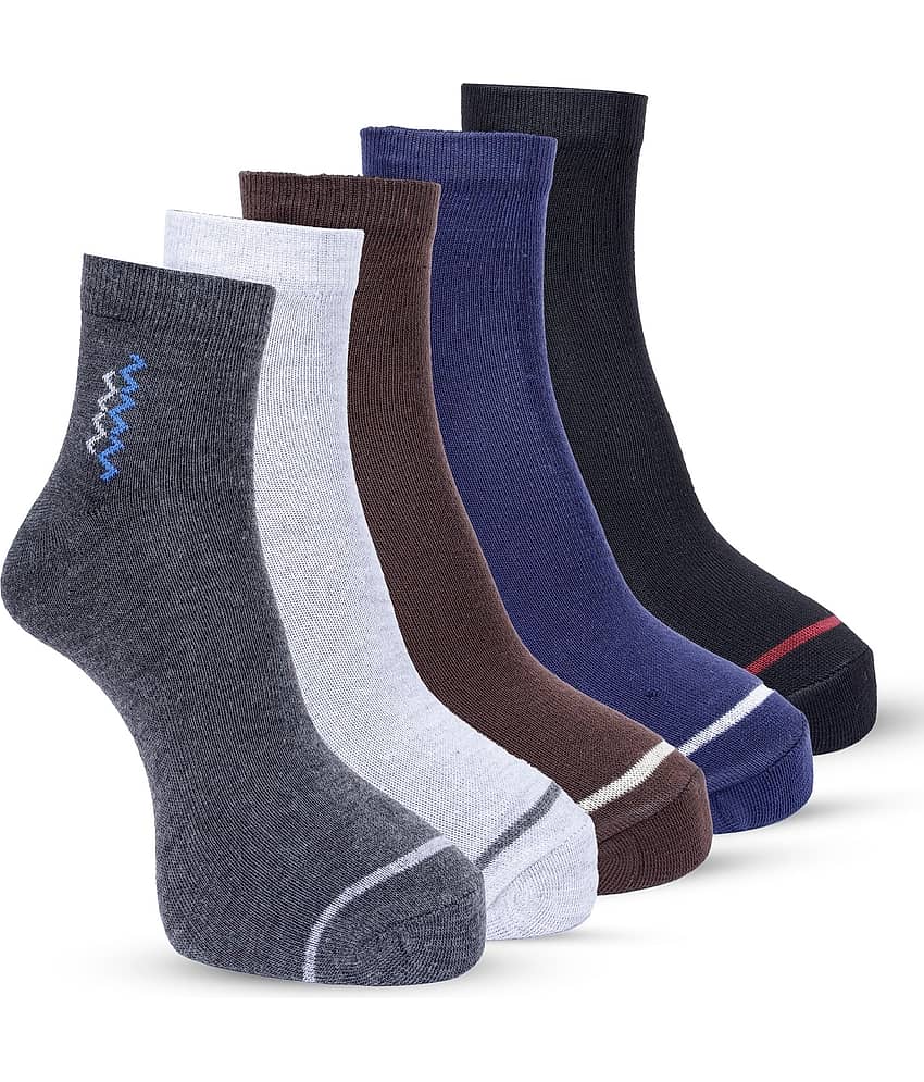 Texfro Pack of 5 Men's 100% Organic Cotton Ankle Length Socks ( Multicolor )