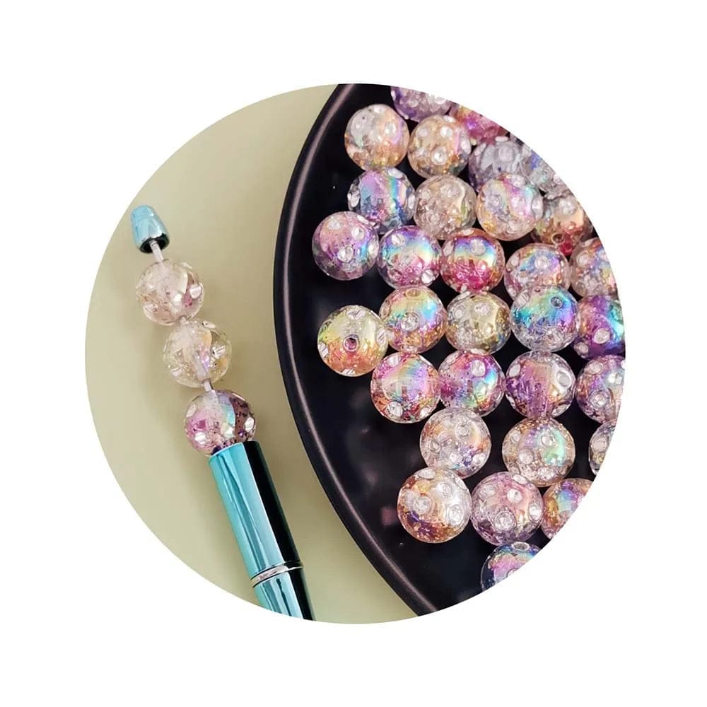100pcs 15mm Crystal Rhinestones Paved Acrylic Jelly Gumball Beads Ornament Accessories  Necklace Beading DIY Pens