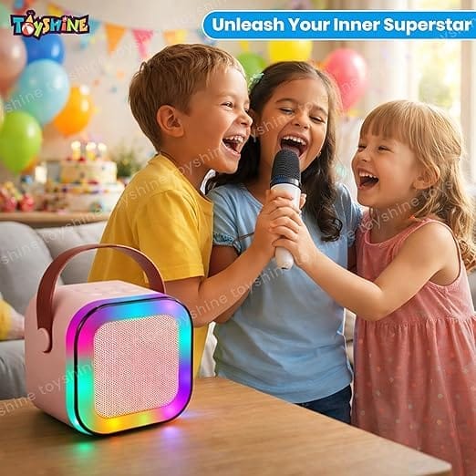 K12 Rechargeable Bluetooth Speaker with Wireless Karaoke Microphone, Premium Sound Quality, LED Lights & Multi Connectivity Support