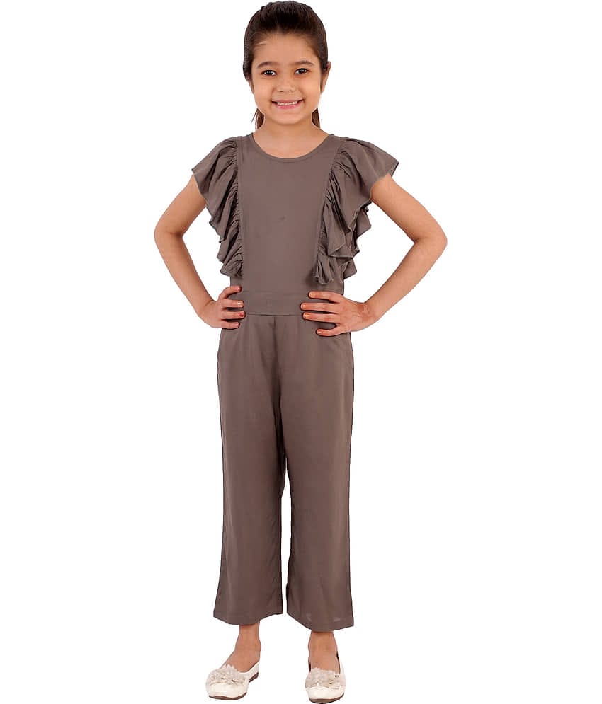 Kids Cave Girls Rayon Jumpsuit ( Pack of 1 , Grey )