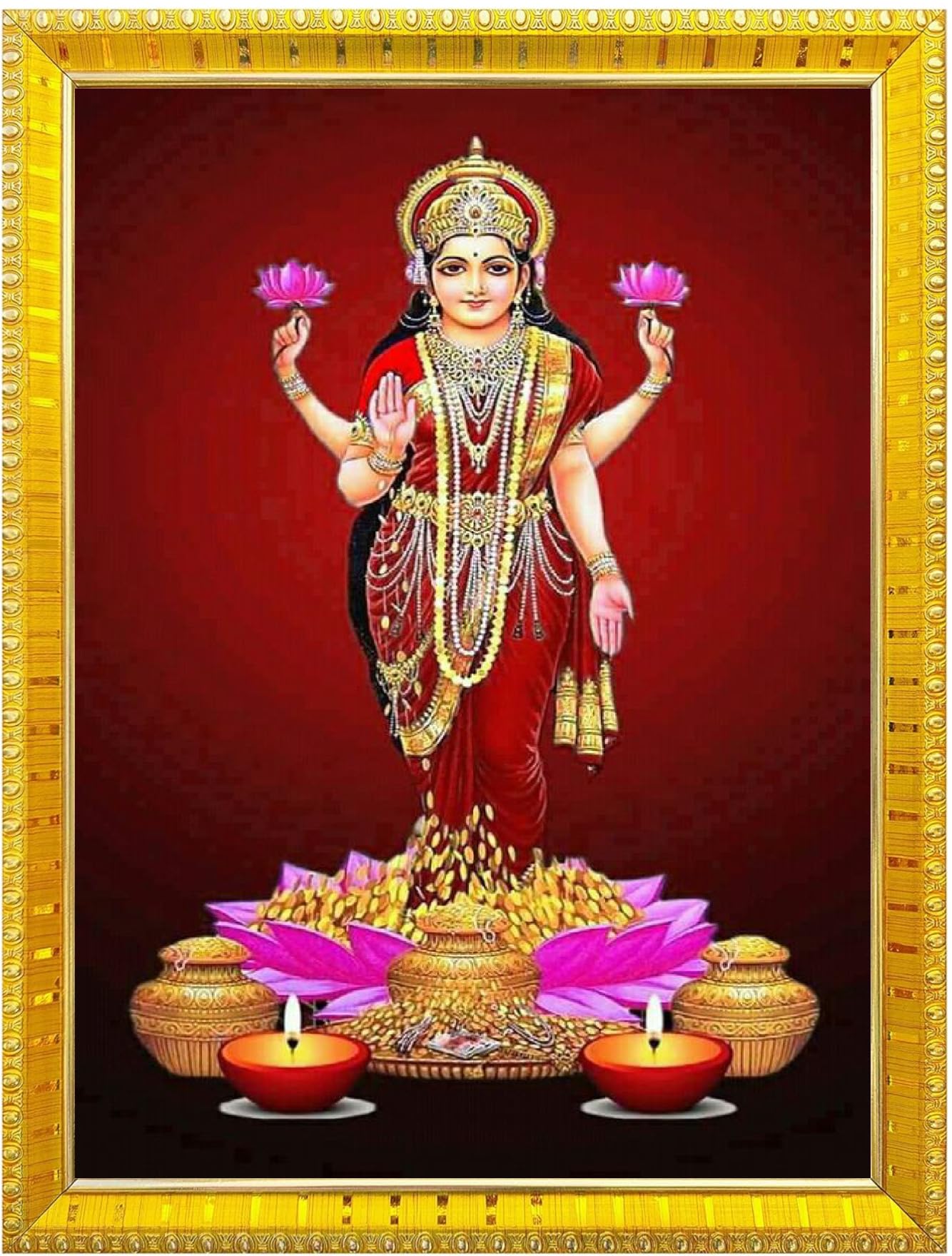 NOKKES Laxmi Devi Maa Mata Photo Frames Religious Photo frame 5X7 Inch Photo Frame_W16