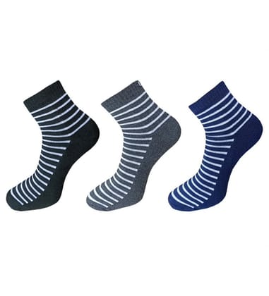 3-Pair Set Unisex Casual Cotton Printed Ankle Length Socks (Multicolor)