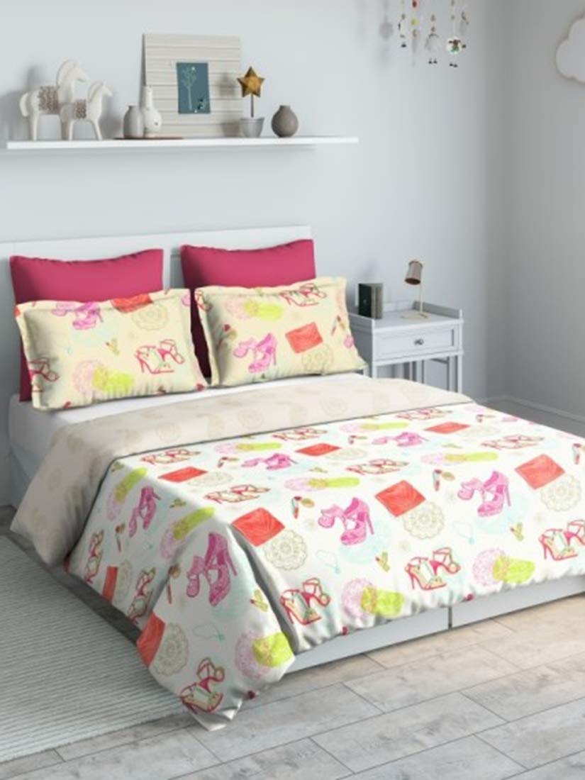 DDECOR - Wonder Years Collection 100% Cotton Conversational Pattern 136TC Single Quilt|152 CM X 229 CM| - Pink