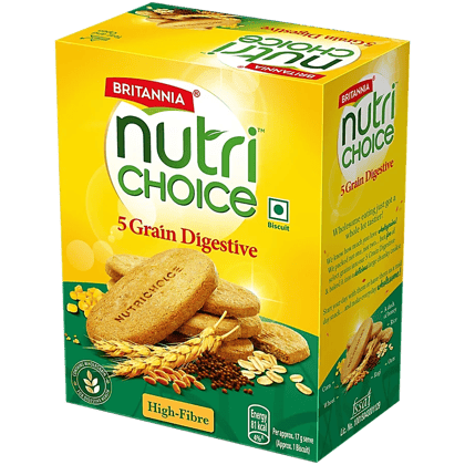 Britannia Nutrichoice 5 Grain Digestive Multigrain Biscuits - High Fibre, 200 G Britannia Nutrichoice 5 Grain Digestive Multigrain Biscuits - High Fibre, 200 G