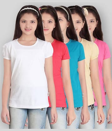 Sini Mini Pack of 5 Girls Cotton Top ( Multicolor )
