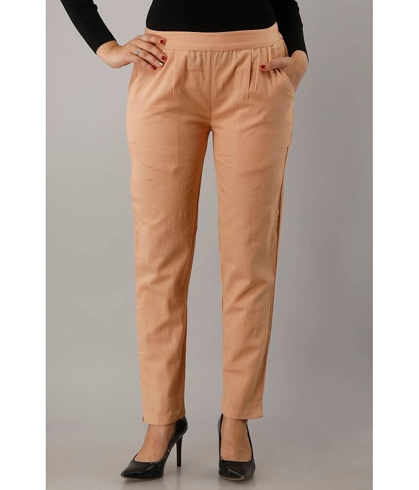 NeshamaKurti - Cream Cotton Regular Women's Casual Pants ( Pack of 1 )