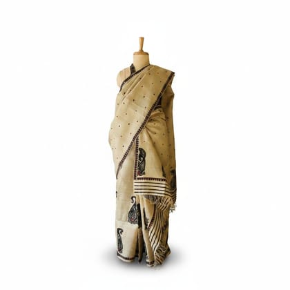 Artisanal Beige Ethnic Printed Saree