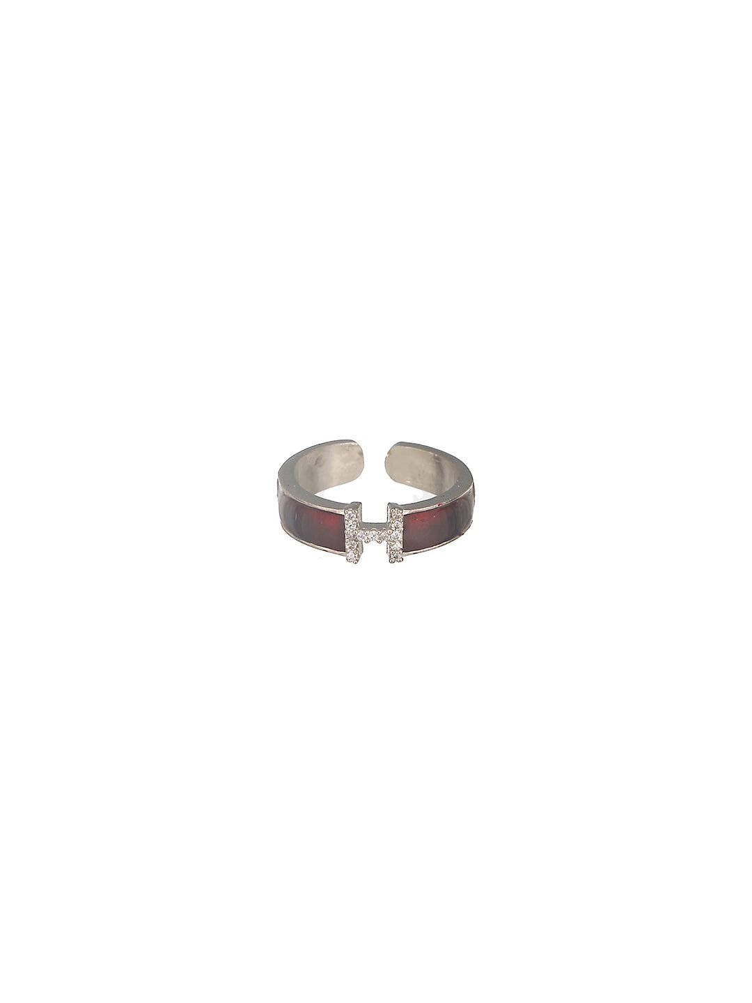 SARAF TRENDZ Silver-Plated AD Stone Studded Anti-Tarnish Finger Ring