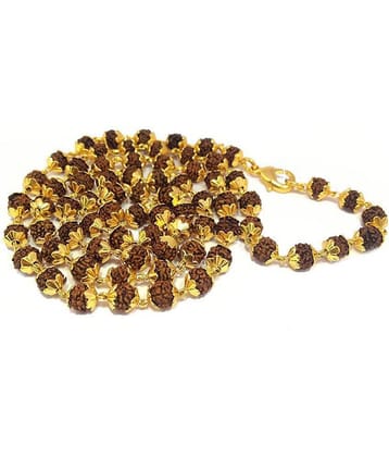 nitin collection 100% Original Rudraksha Mala in 7mm Beds With 1 Gram Hight Quality Gold Plated Cap