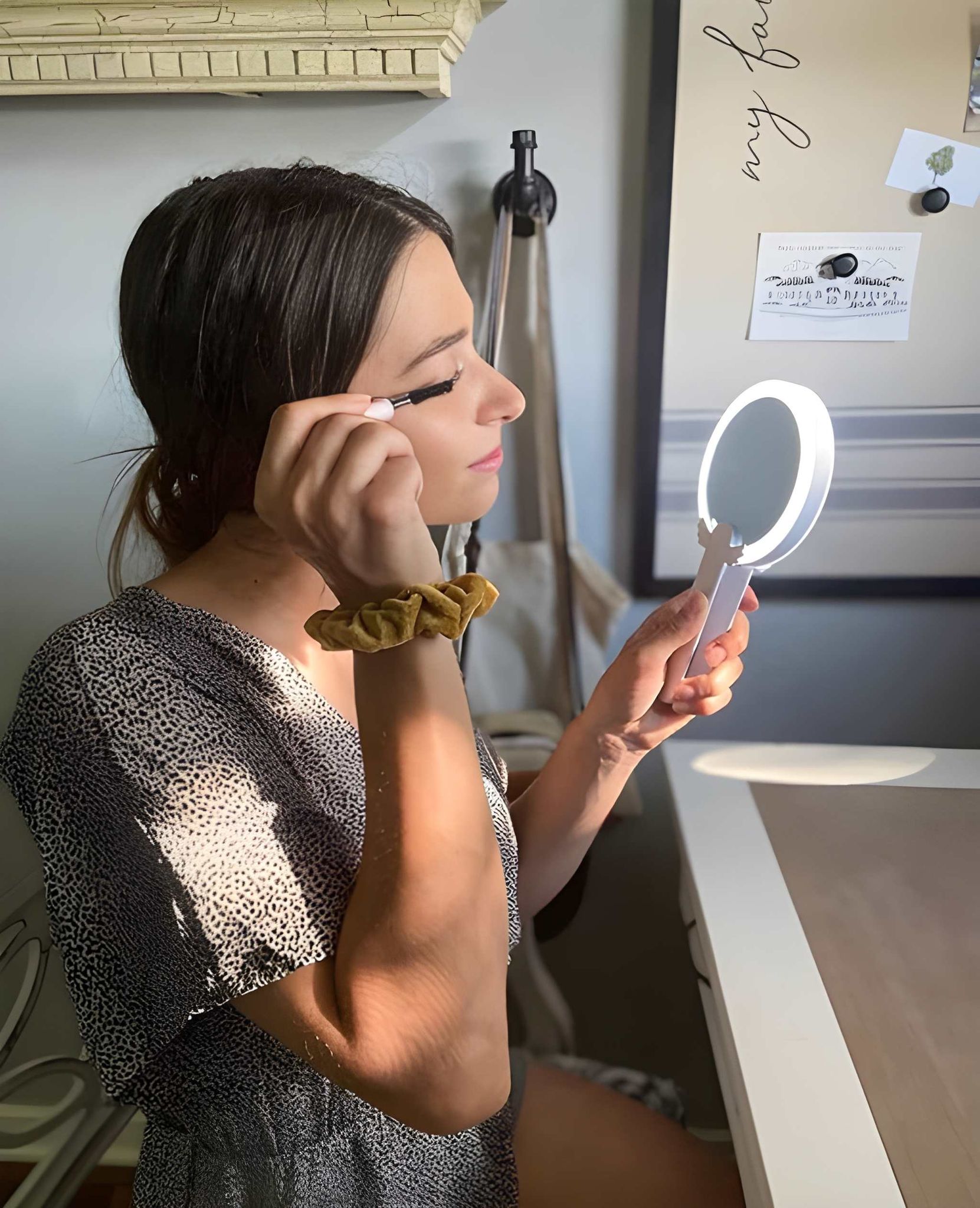 Travel Makeup Mirror 1x/10x Magnifying | Rechargeable Portable Handheld Folding Mirror with LED Light | Compact Travel Mirror for Handbag & Pocket