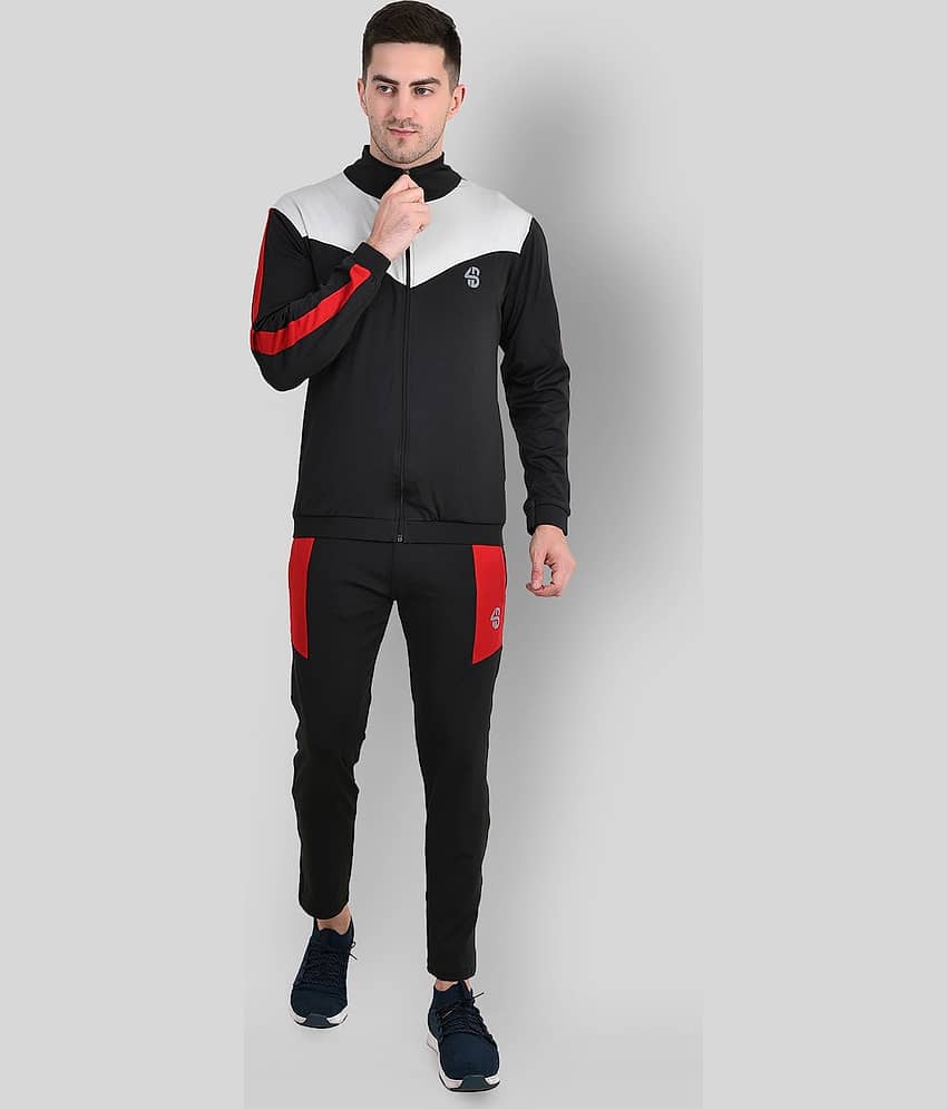 Forbro - Black Polyester Slim Fit Colorblock Men's Sports Tracksuit ( Pack of 1 )