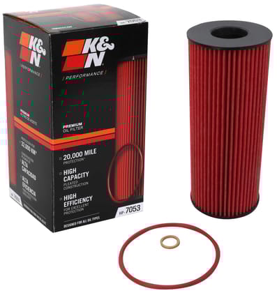K&N Oil Filter - High Performance-Series compatible with BMW (HP-7053), Red