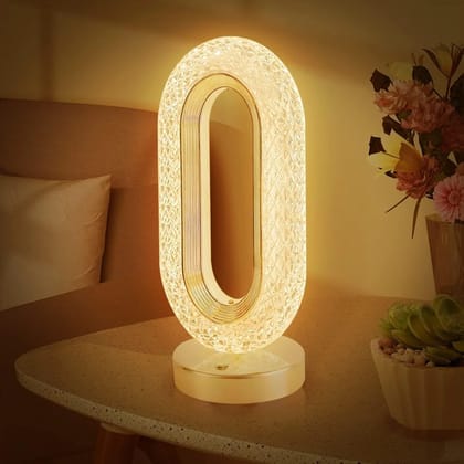 Crystal Oval Dimmable Table Lamp  Touch Control, Color-Changing LED Night Lamp for Bedroom  Decorative Crystal-Look Accent Lamp for Living Room & Office