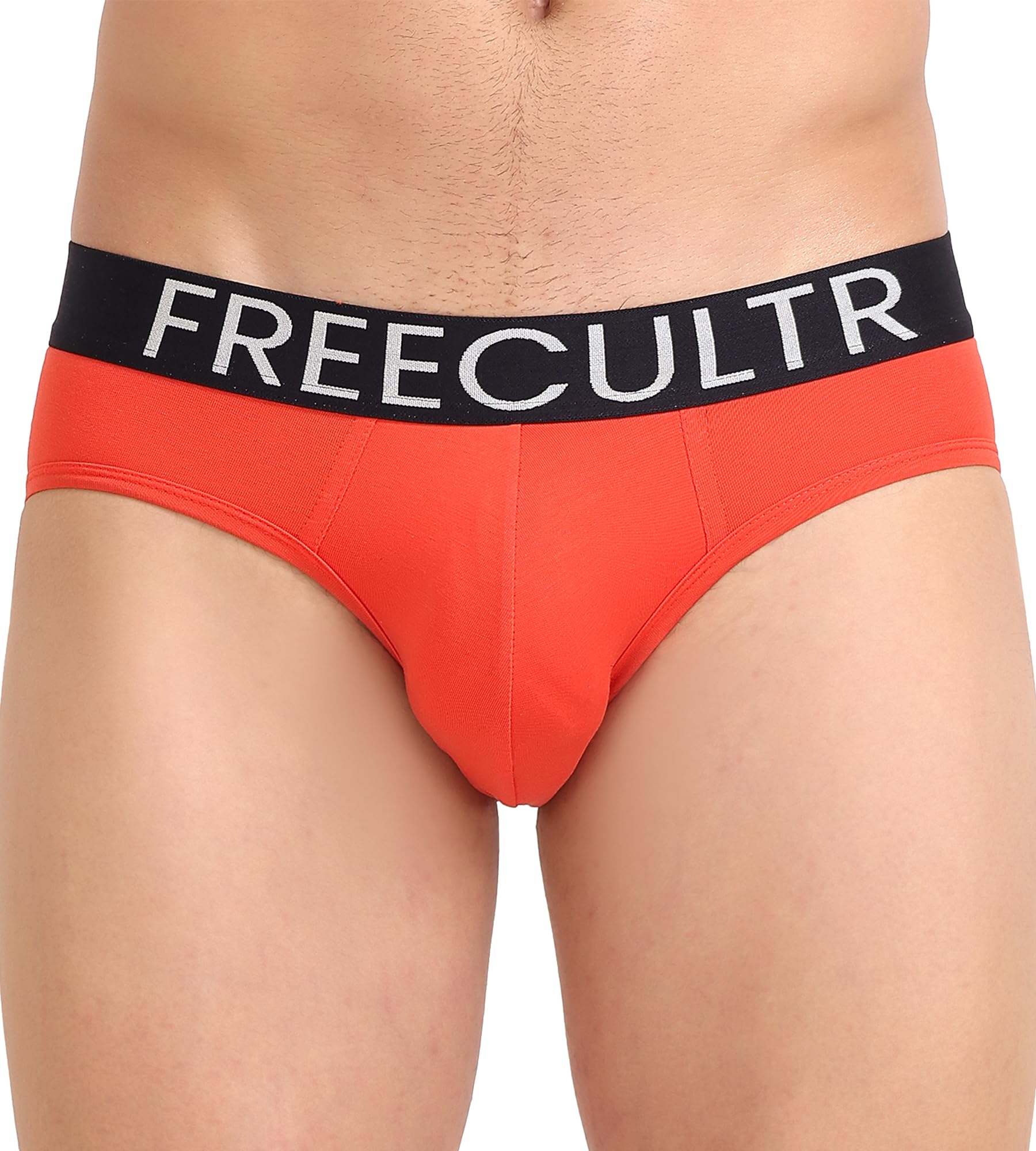 Freecultr Men's Underwear Organic Cotton (Ultrasoft Waistband) Premium Snug-Fit Brief  Pack of 1-Coral