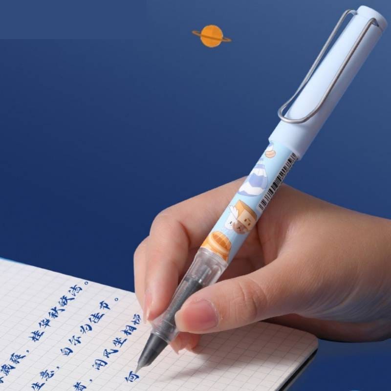 Cute Cartoon Pattern Fountain Pen (Light Blue, 0.38mm Nib) | Smooth Writing & Ergonomic Grip | Everyday Stationery