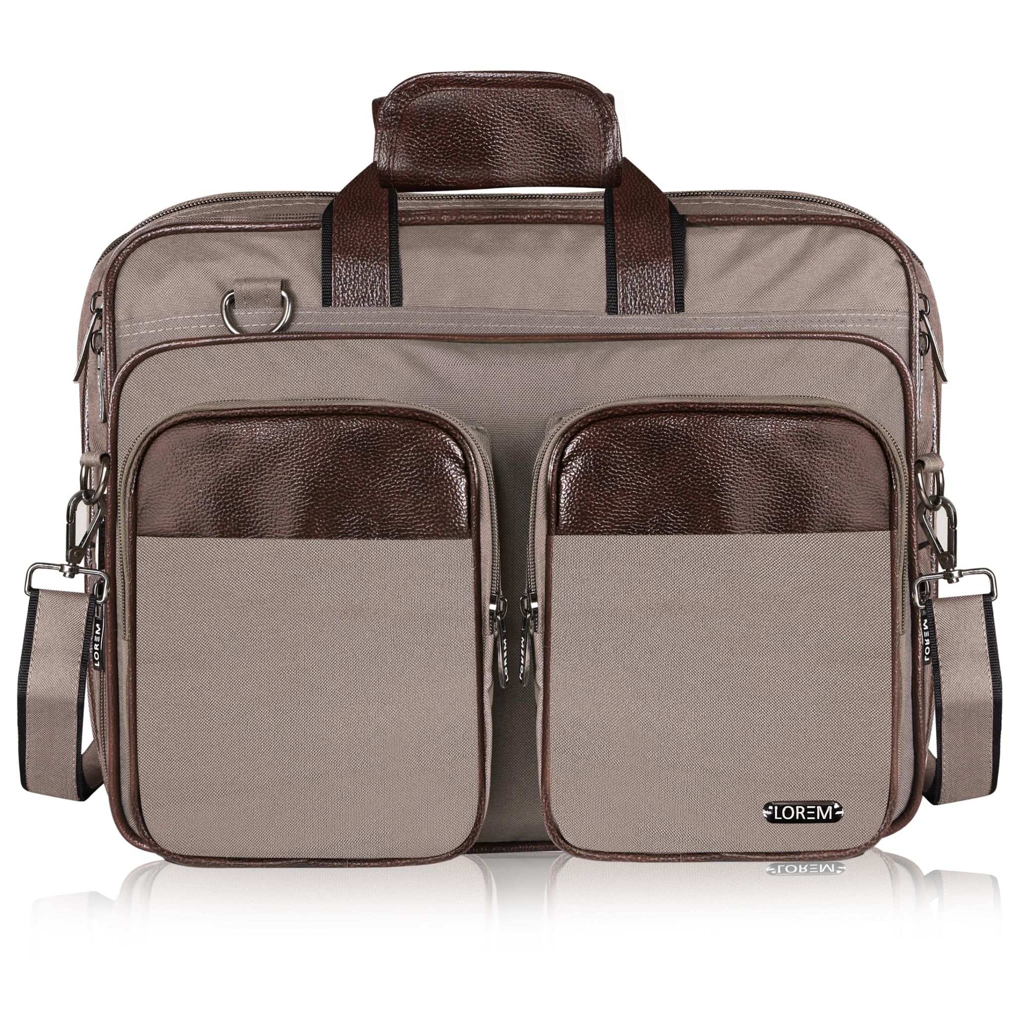 LOREM Grey & Brown Color PVC Coated Fabric 28L Laptop Messenger Bag For Men BG101