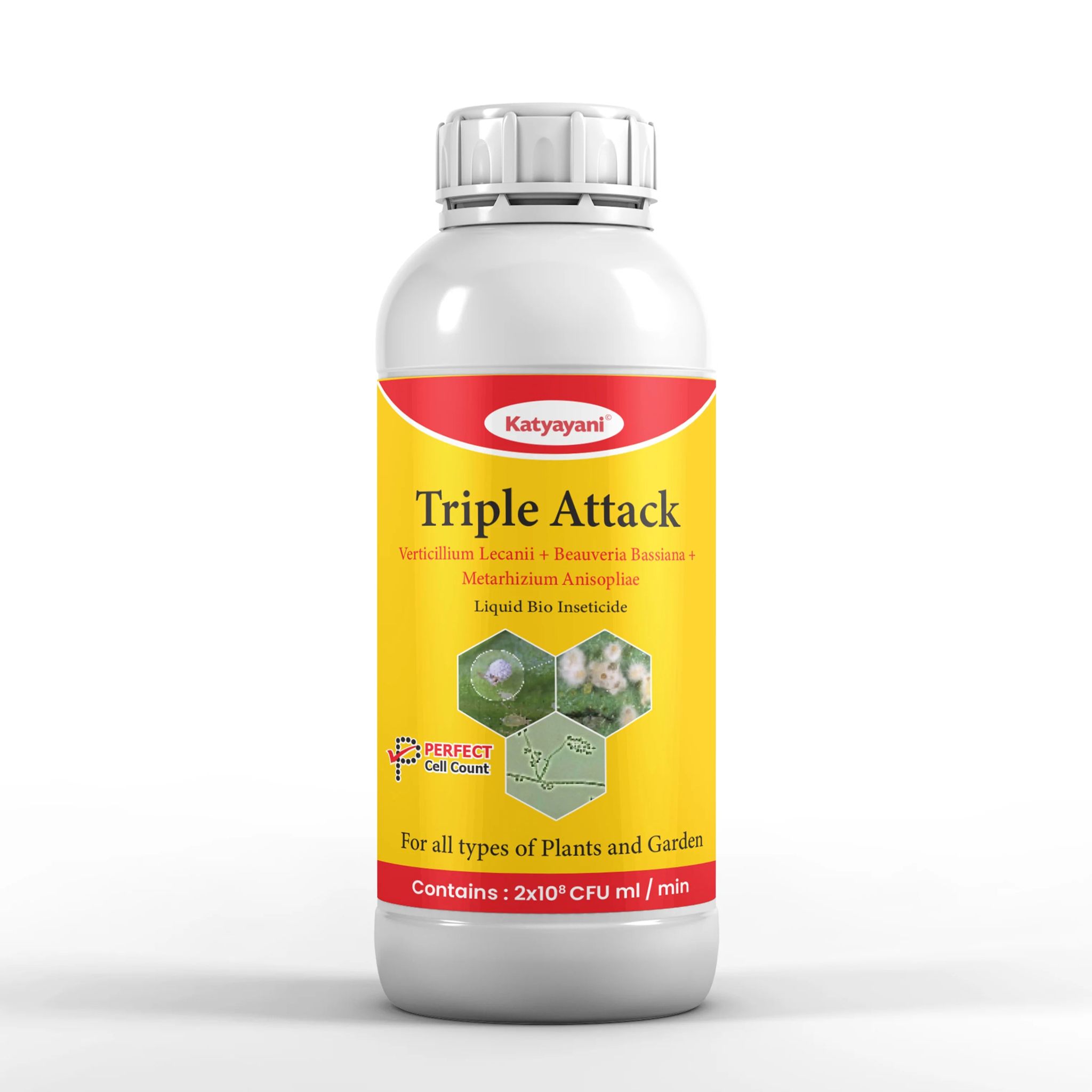 Katyayani Triple Attack Liquid Bio-Insecticide | Verticillium lecanii + Beauveria bassiana + Metarhizium anisopliae