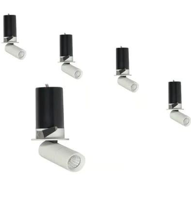 Pop out/ Zoom Out Recessed 360 Degree Adjustable COB Light | 5watt | 3000k (Warm White) | Body Color - White | Packed of 5pcs | Indoor used for Painting, Photo-Frames or Wall High-Lighting Purpose