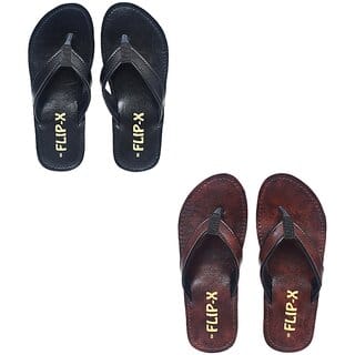 FLIP X Men's Slipper Combo of 2 - Stylish Synthetic Leather Comfort