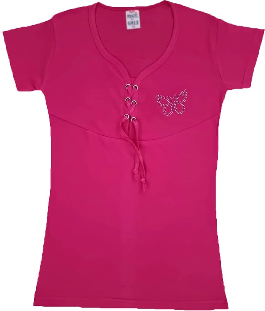 COOLTEES4U Pack of 1 Girls 100% Cotton Top ( Pink )