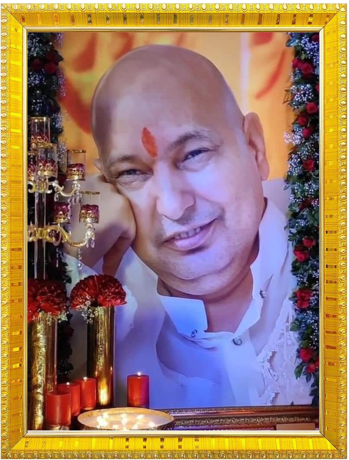 NOKKES Jai Guru Ji Swaroop Shukrana Guru Ji Golden 5X7 Inch Photo Frame_AQW15