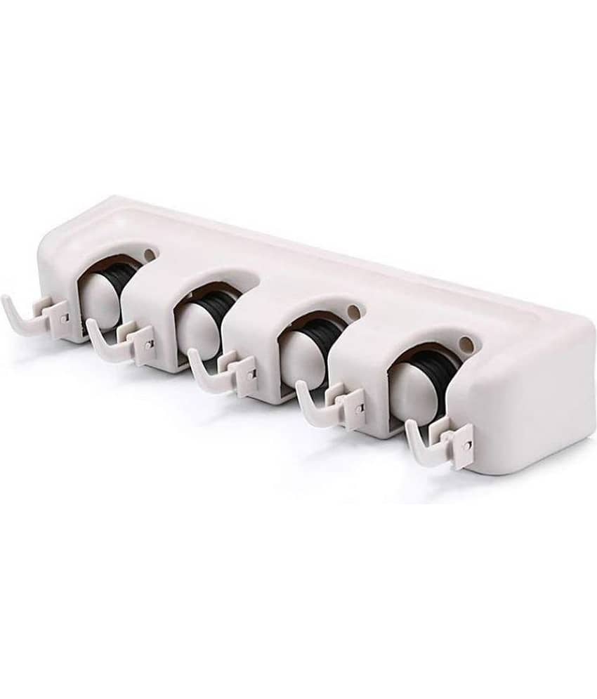 VRUSTIK 18 ENTERPRISE 4 Slot Broom Holder Garden Tool Organizer, Multipurpose Wall Mounted 9Pack Of 1).