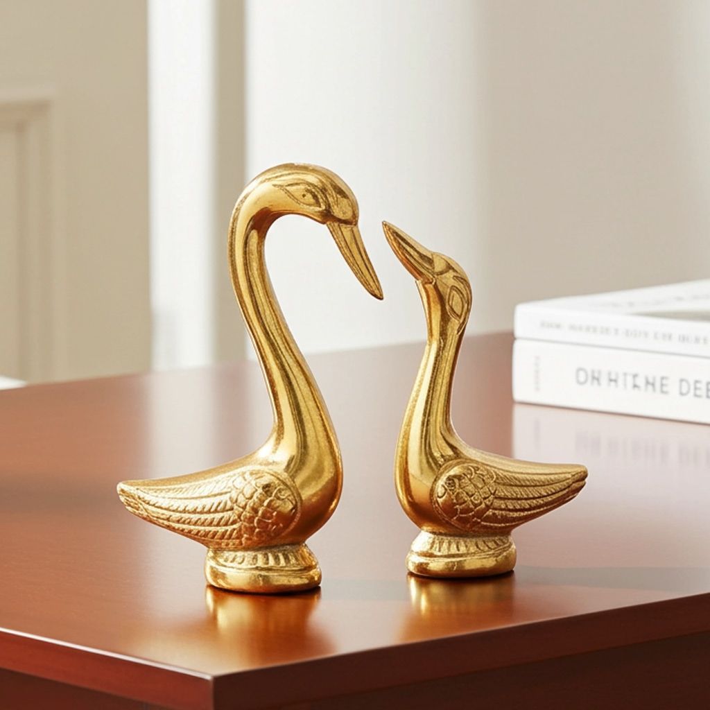 Aluminium Showpiece Duck Pair (ASMAS128 G)