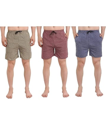 Paryag Pack of 3 Cotton Blend Boxers For Men's ( Multicolor )