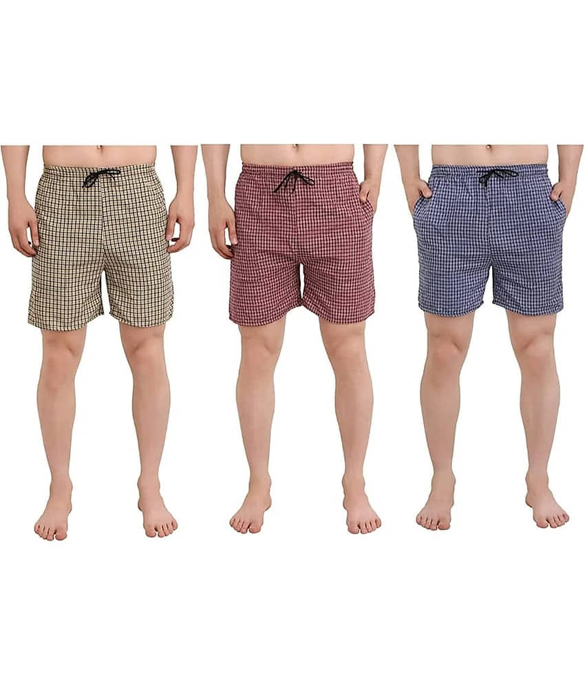 Paryag Pack of 3 Cotton Blend Boxers For Men's ( Multicolor )