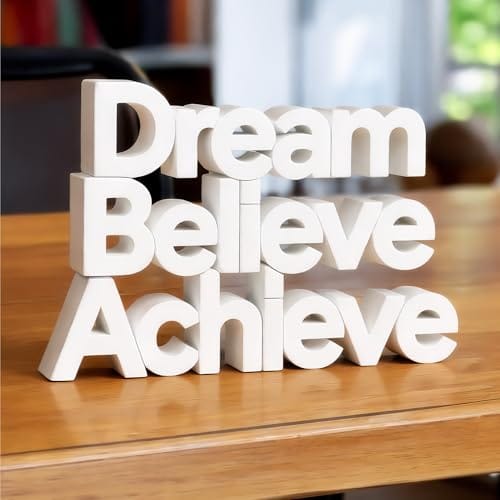 Mad Masters Dream Believe Achieve Motivational Desk Decor - Aesthetic Table, Shelf & Wall Showpiece for Home