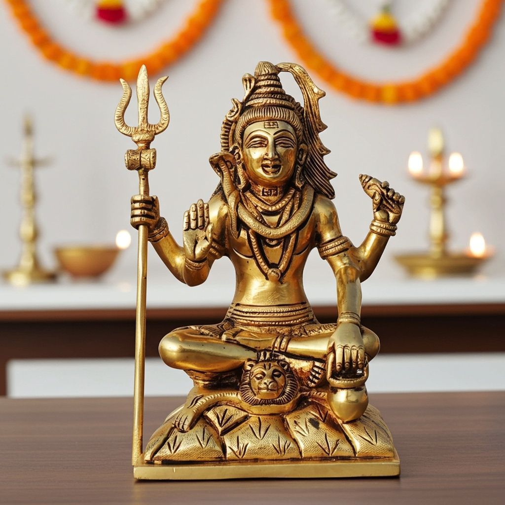 Brass Shiv Ji God Idol - Handcrafted Murti, Height : 8.5 Inch (BSMAS1450 D)