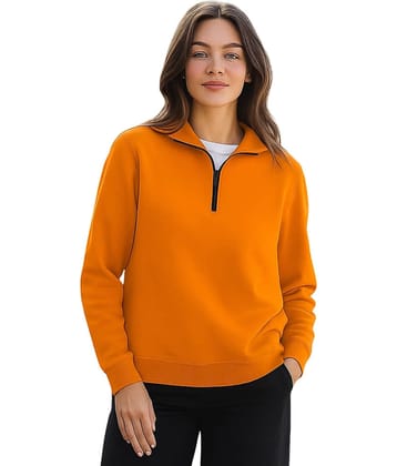 Parona Women Fleece High Neck Sweatshirt For ( Yellow )