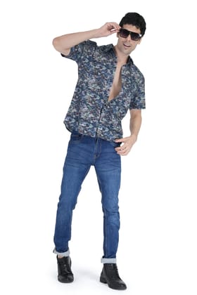 Multi-Colored Slim Fit Spared Collar Cotton Shirt Multi-Colored Slim Fit Spared Collar Cotton Shirt