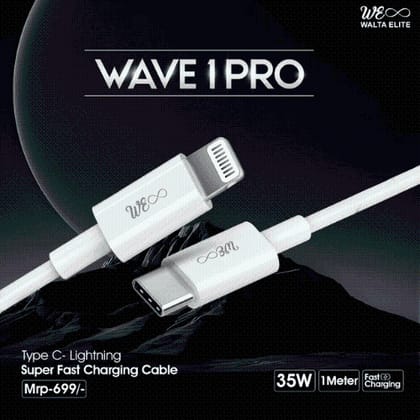 Walta Elite Wave 1 PRO Type C to iPhone Charging Cable- White