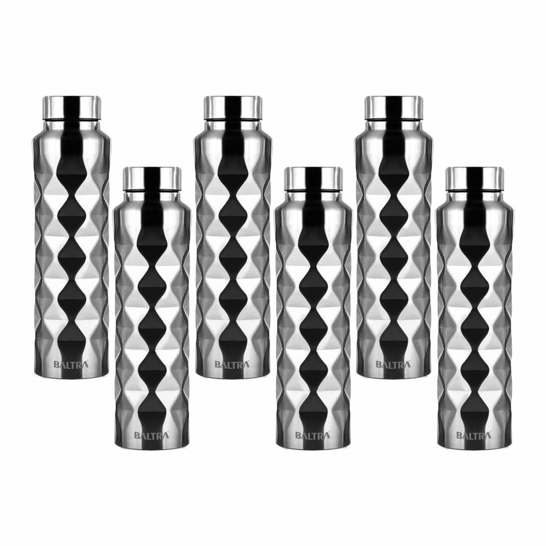 Baltra Booster Stainless Steel Fridge Water Bottle/Refrigerator Bottle Single Walled (1000 ML) Pack Of 6