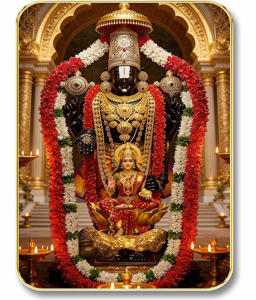 Livin'luxe Lord Venkateswara Balaji MDF Wall Art with Table Top Stand & Hanging Hole