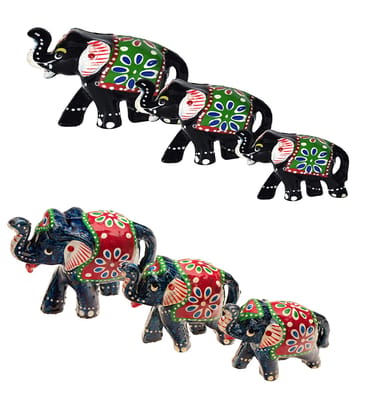 DreamKraft HandCrafted Set of 6 Showpiece Elephant For Decoration And Gift Purpose (9X6 cm ,7X5 cm ,6X4 cm) DreamKraft HandCrafted Set of 6 Showpiece Elephant For Decoration And Gift Purpose (9X6 cm ,7X5 cm ,6X4 cm)